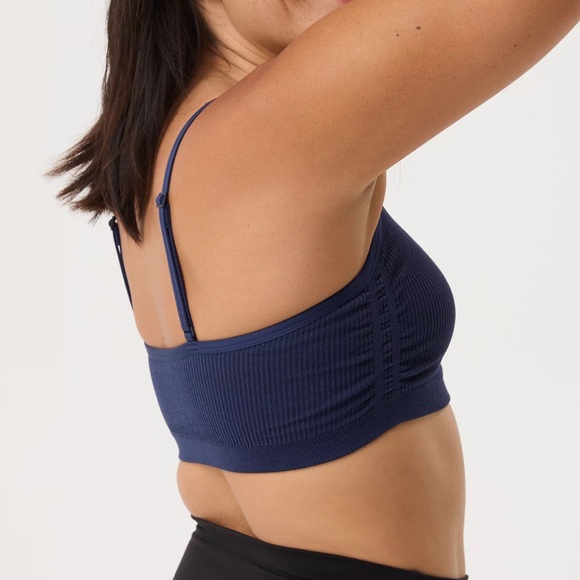 OFFLINE By Aerie Seamless Bandeau Sports Bra Ribbed in Navy Women’s Size SM NEW - Picture 2 of 13